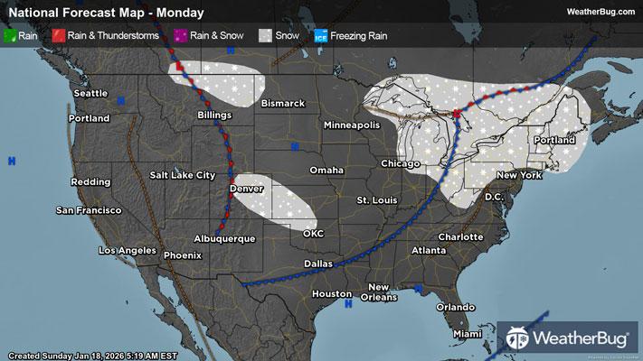 Monday's Weather Outlook