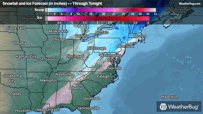 Snow And Ice Forecast Through Tonight