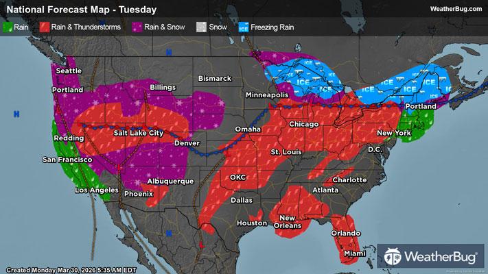 Tuesday's Weather Outlook