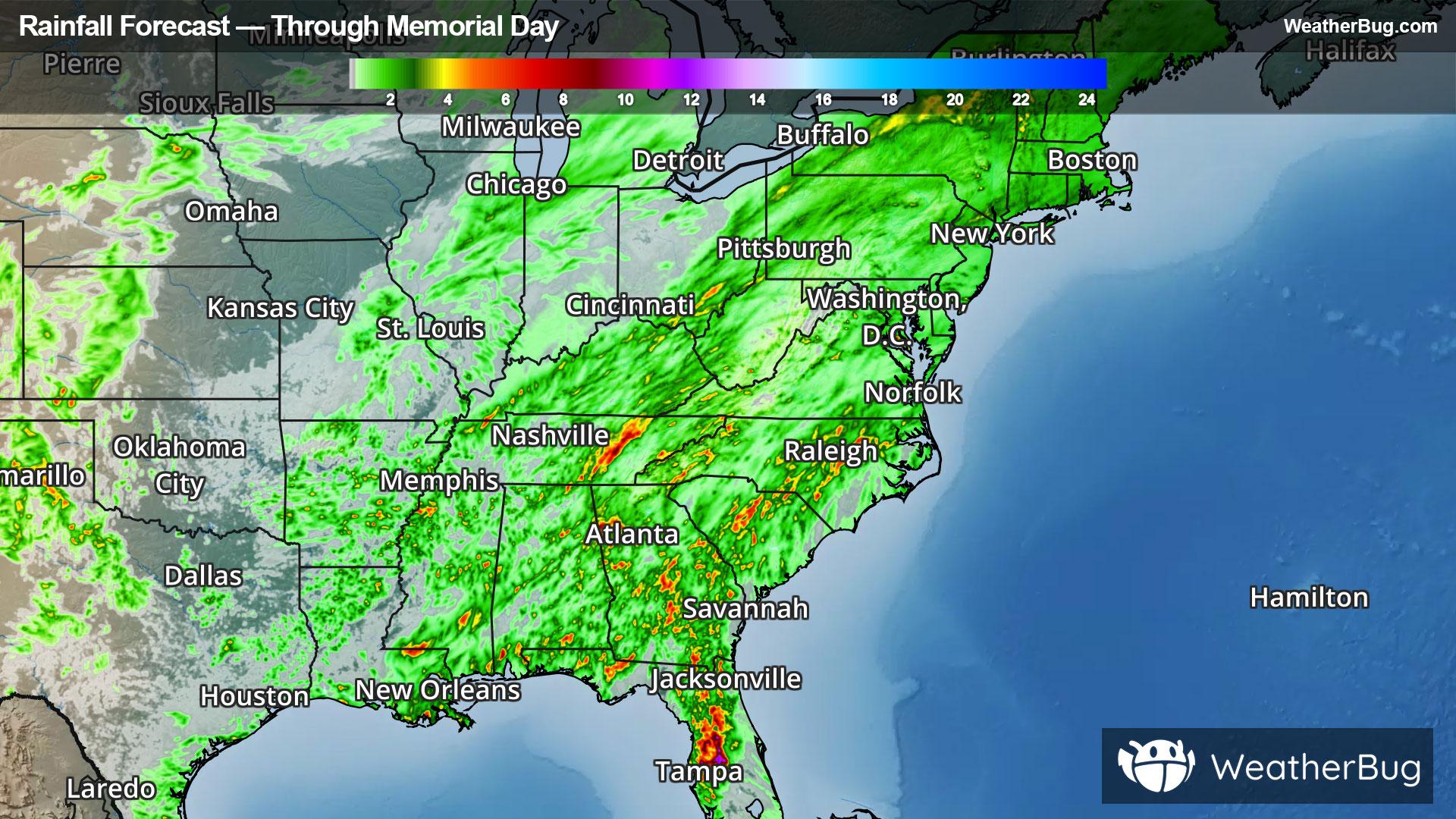 Rainfall Forecast Outlook Through Memorial Day