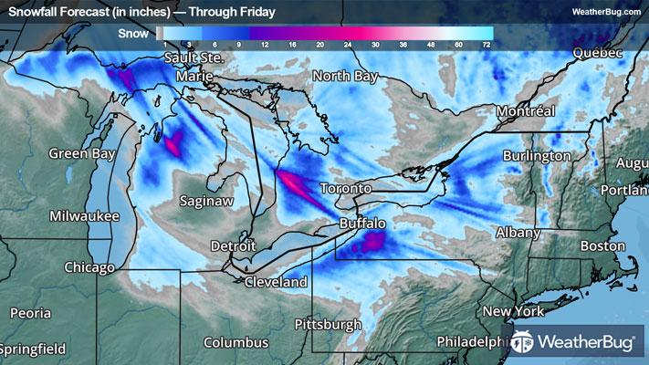 Snowfall forecast through Friday