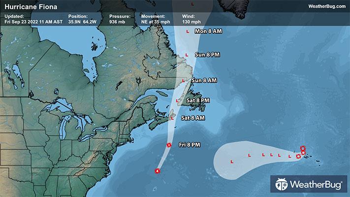Hurricane Fiona's Forecast Track