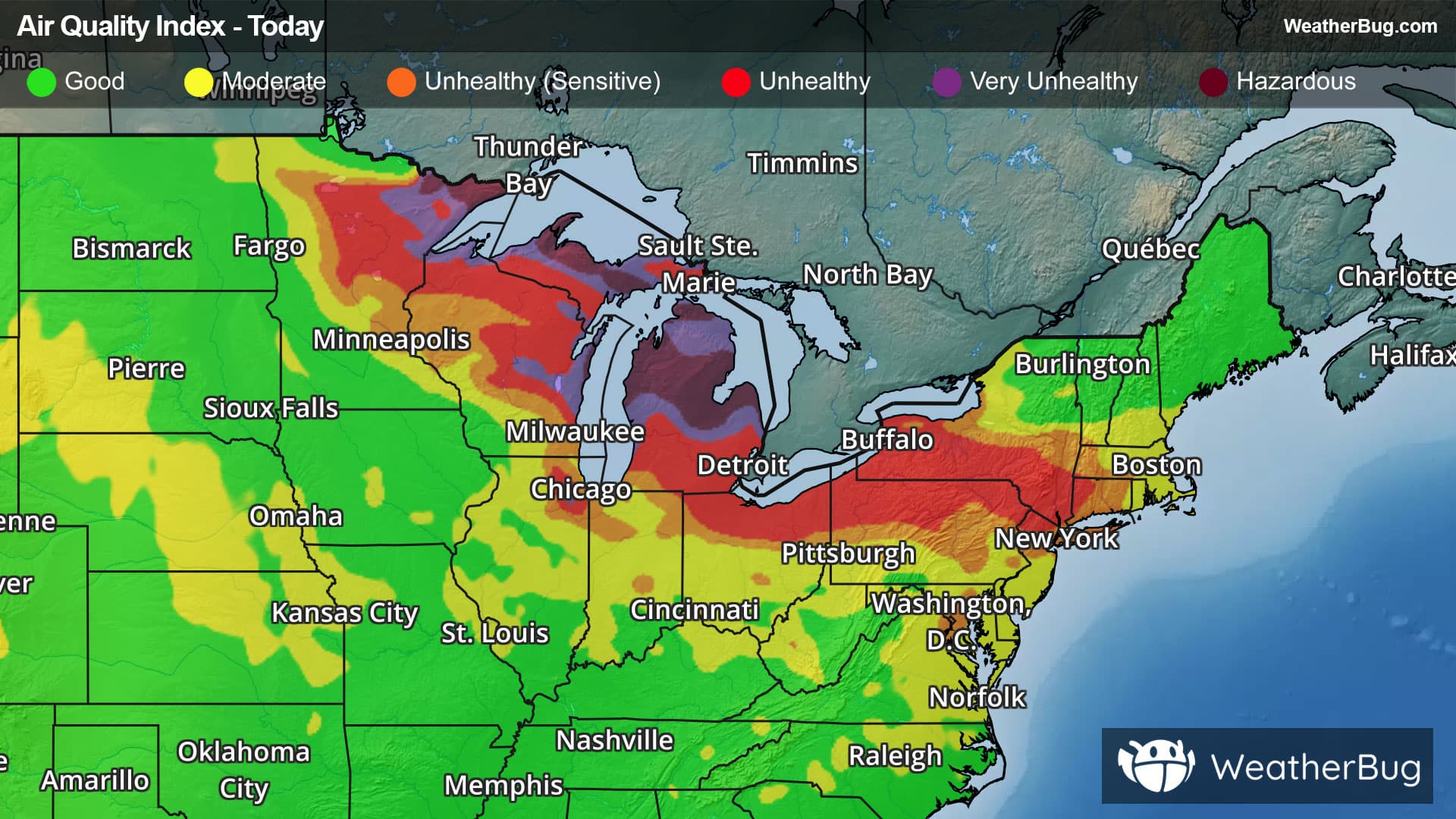 Today's Air Quality Levels