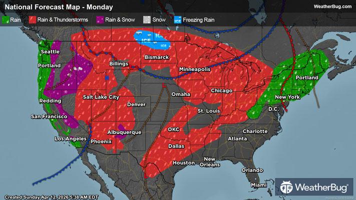 Monday's Weather Outlook