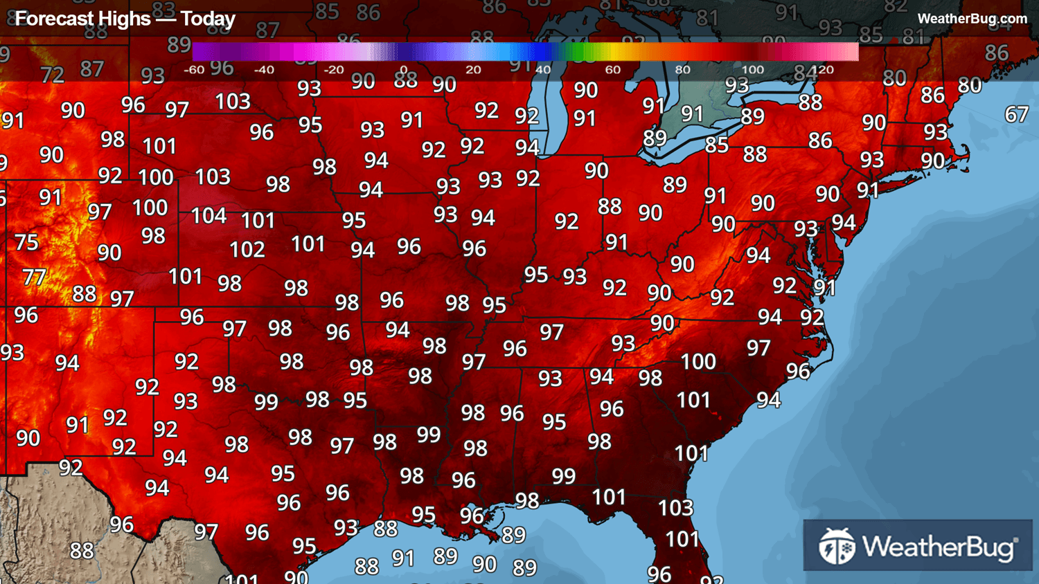 Today's High Temperature Forecast