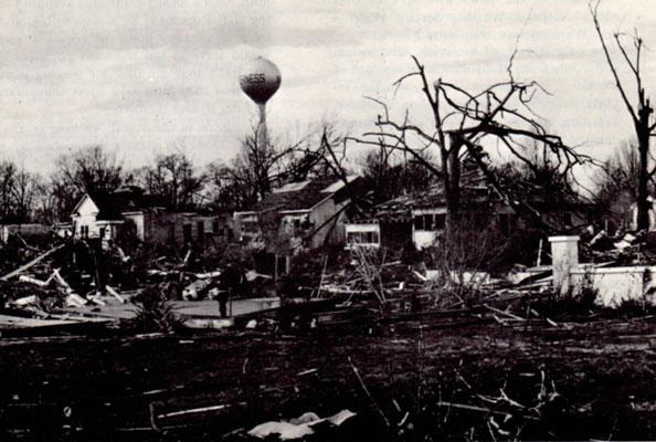 Tornado damage in Inverness, Mississippi in February 1971.
(NOAA Natural Disaster Survey Report).