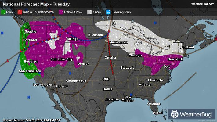Tuesday's Weather Outlook