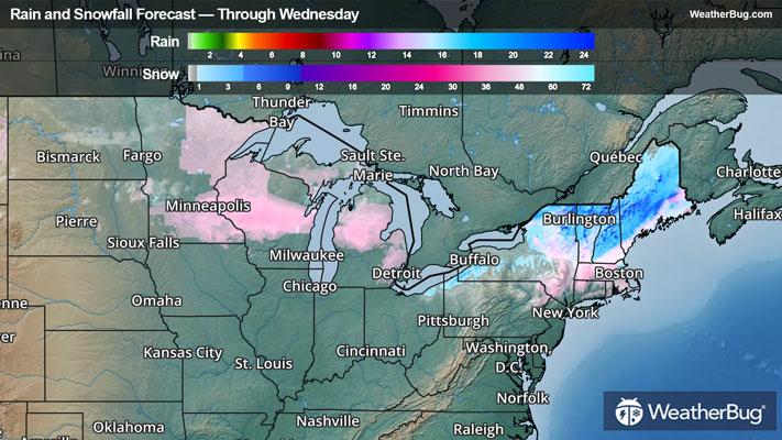 Snow and Ice Forecast through Wednesday