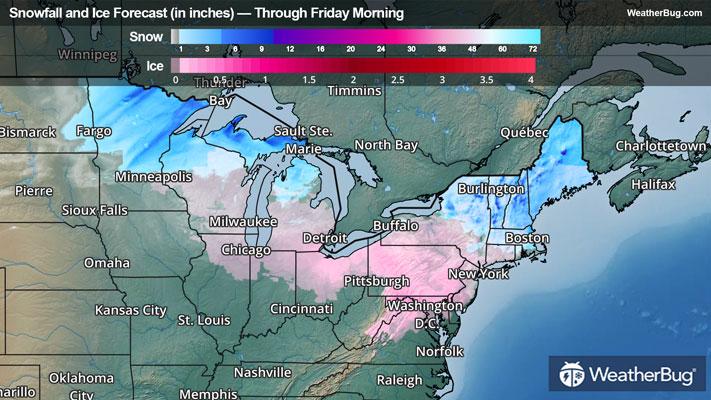 Snow and Ice Forecast Through Friday Morning