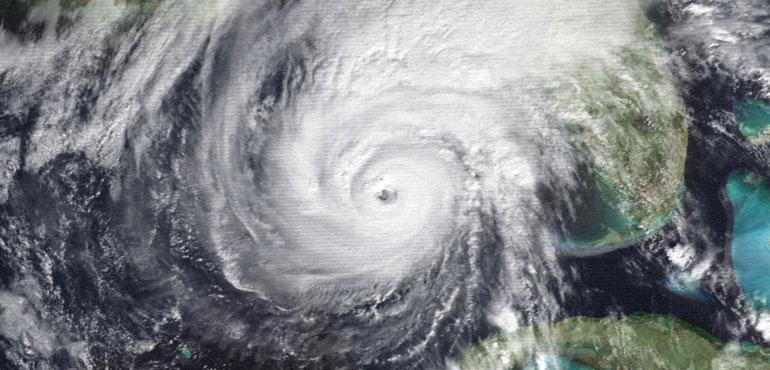 Hurricane Kate at peak intensity off the west coast of Florida on November 20, 1985. (NOAA via Wikimedia Commons)