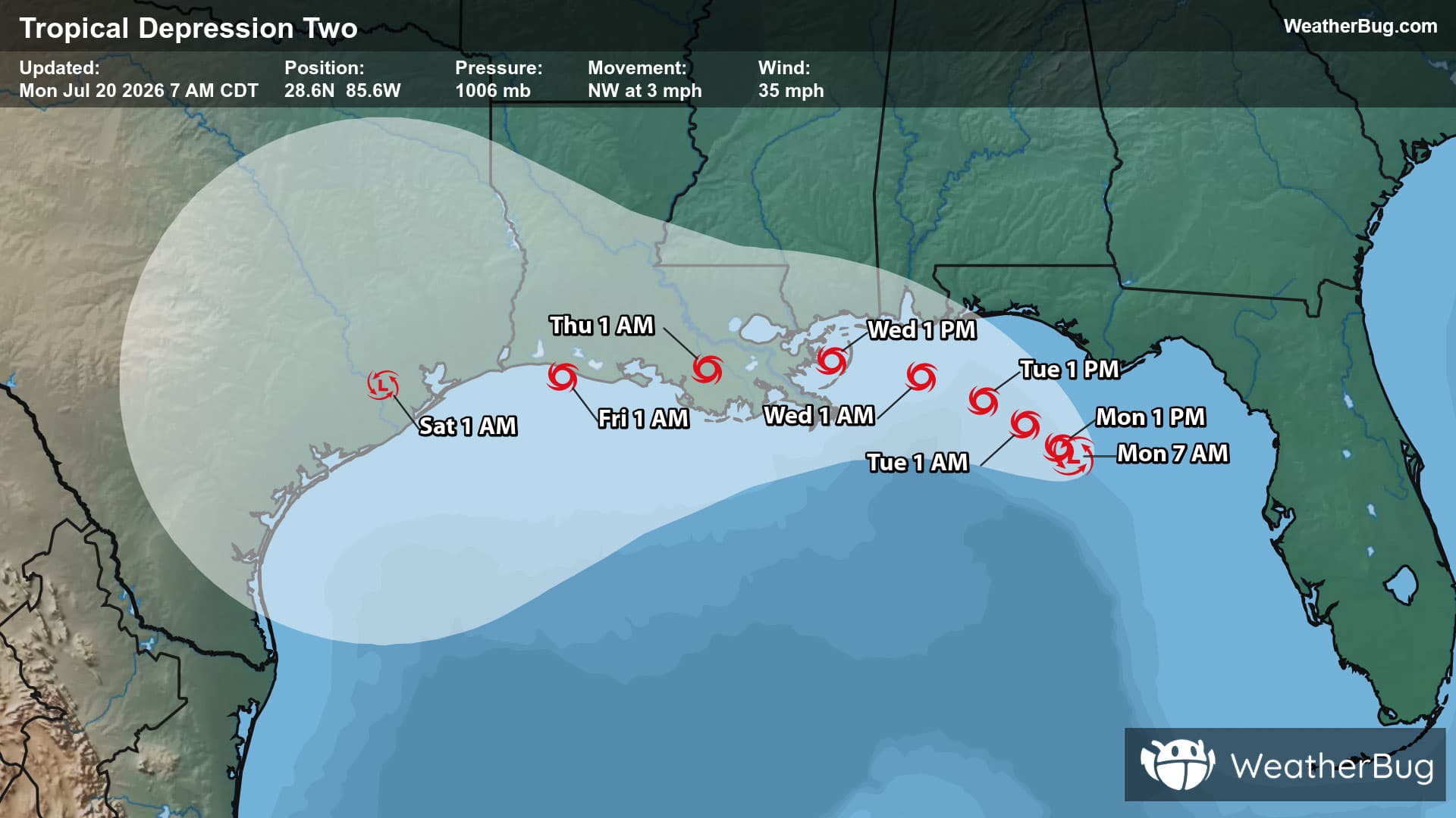 Tropical Depression Two's Forecast Track