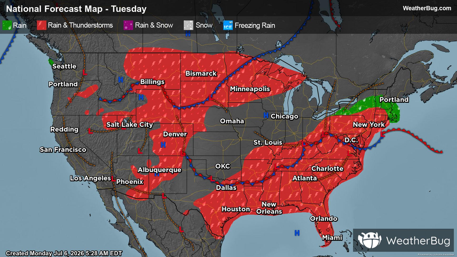 Tuesday's Weather Outlook