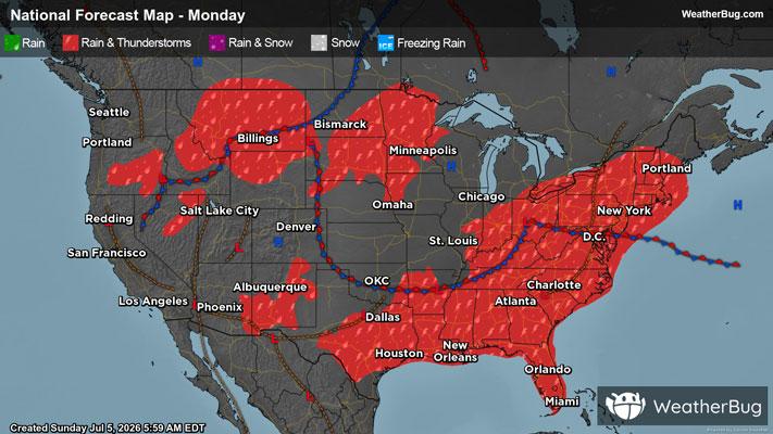 Monday's Weather Outlook