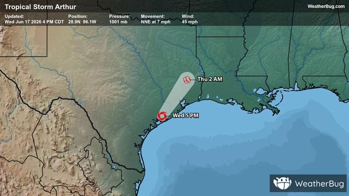 Tropical Storm Arthur Forecast Track