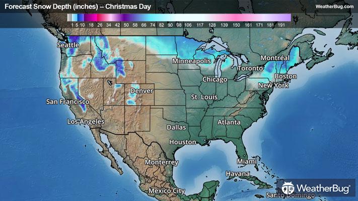 Forecast Snow Depth on Christmas Day