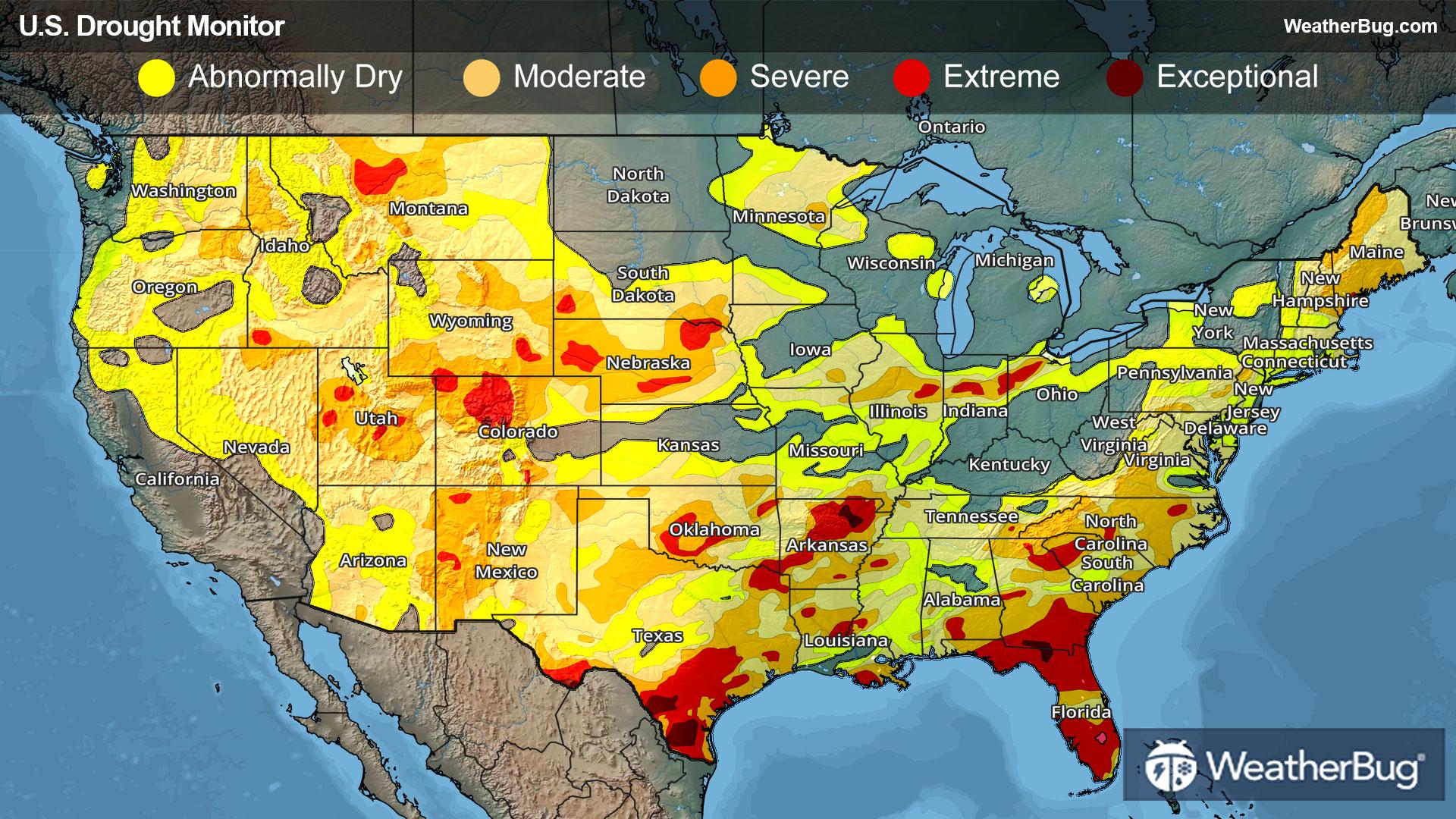 Weekly Drought Map for March 19, 2026