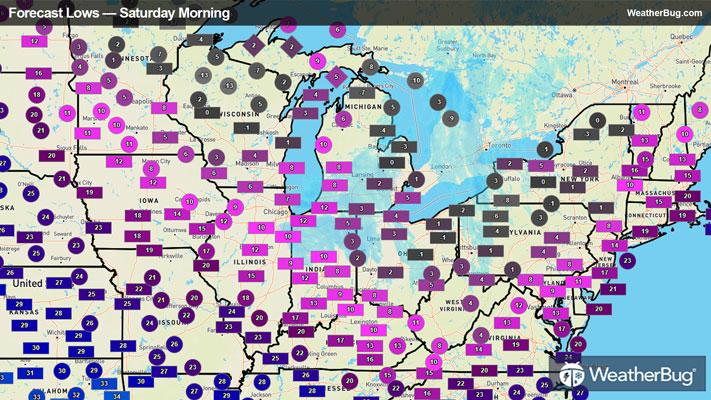 Saturday morning low temperatures