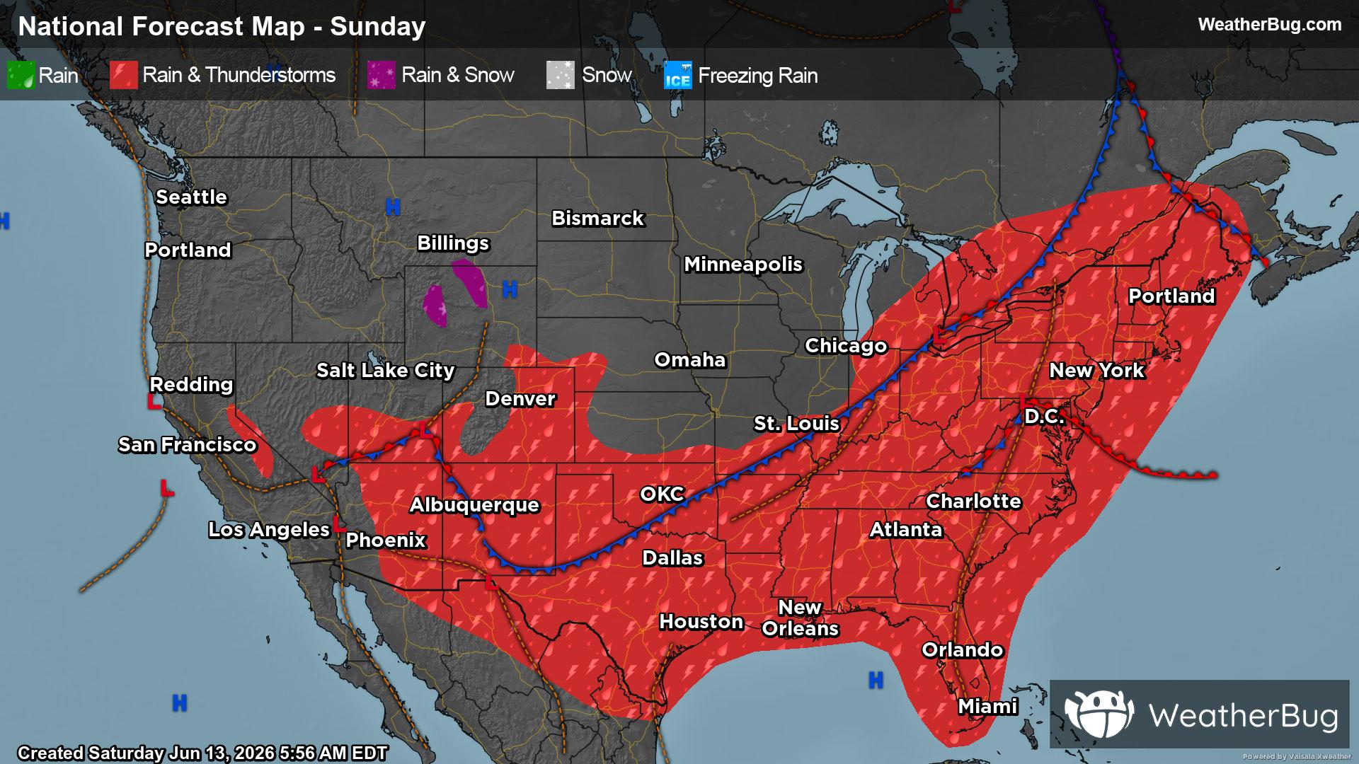 Sunday's Weather Outlook