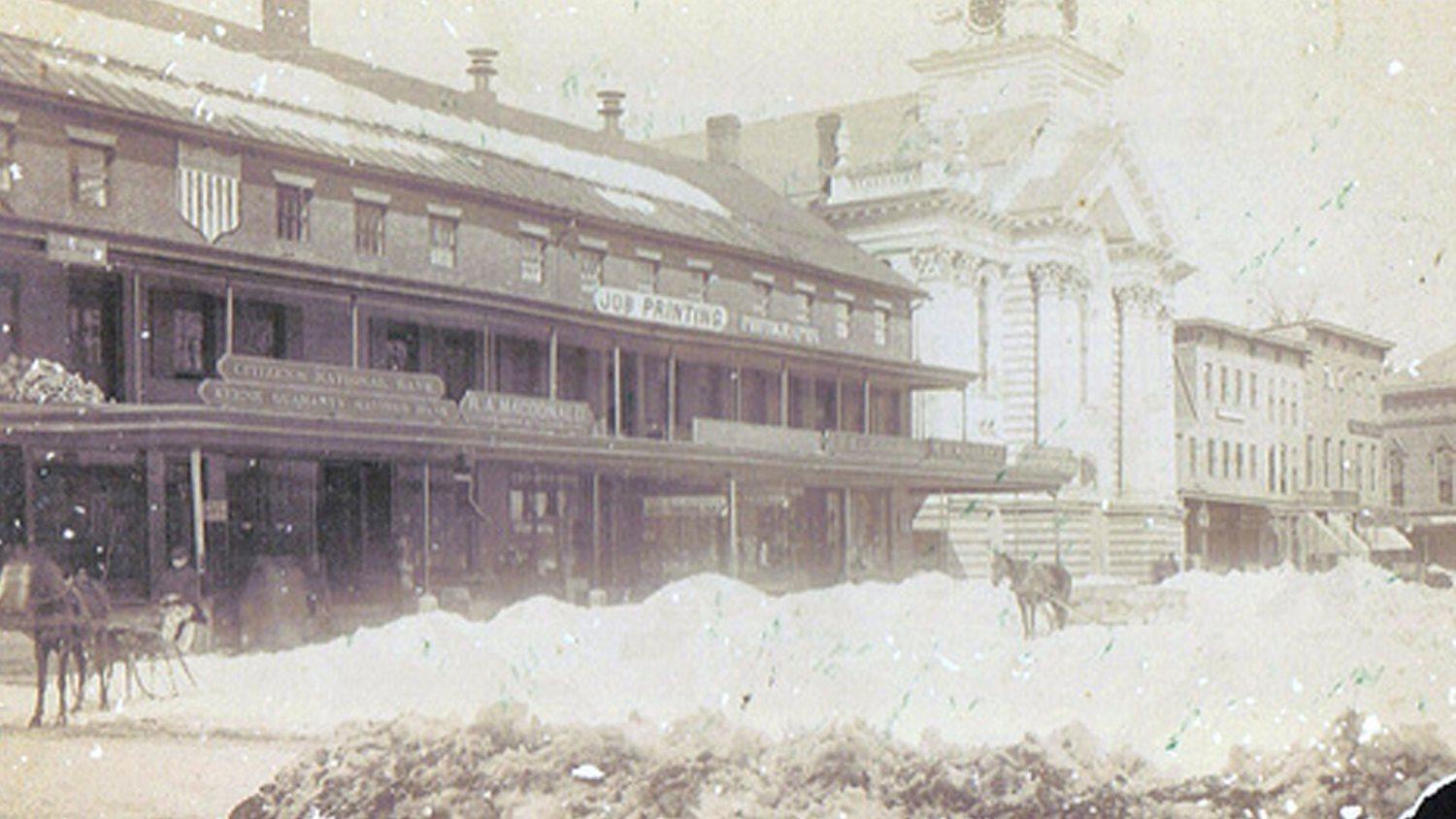 The SchoolChildren’s Blizzard of 1888 buried the Upper Midwest (Wikimedia Commons).