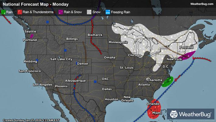 Monday's Weather Outlook
