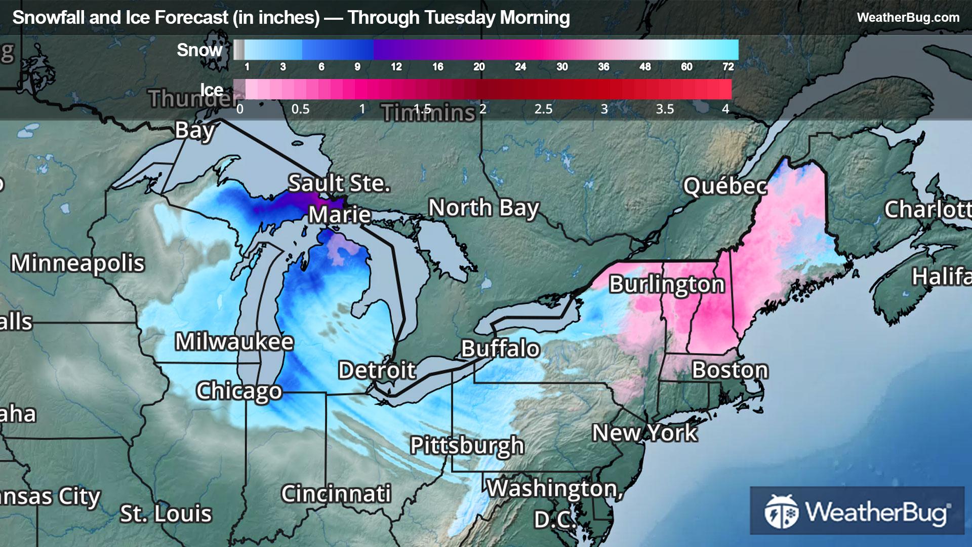 Snow and Ice Forecast Through Monday