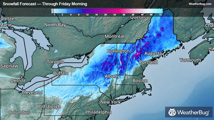 Snowfall accumulation through Friday morning.