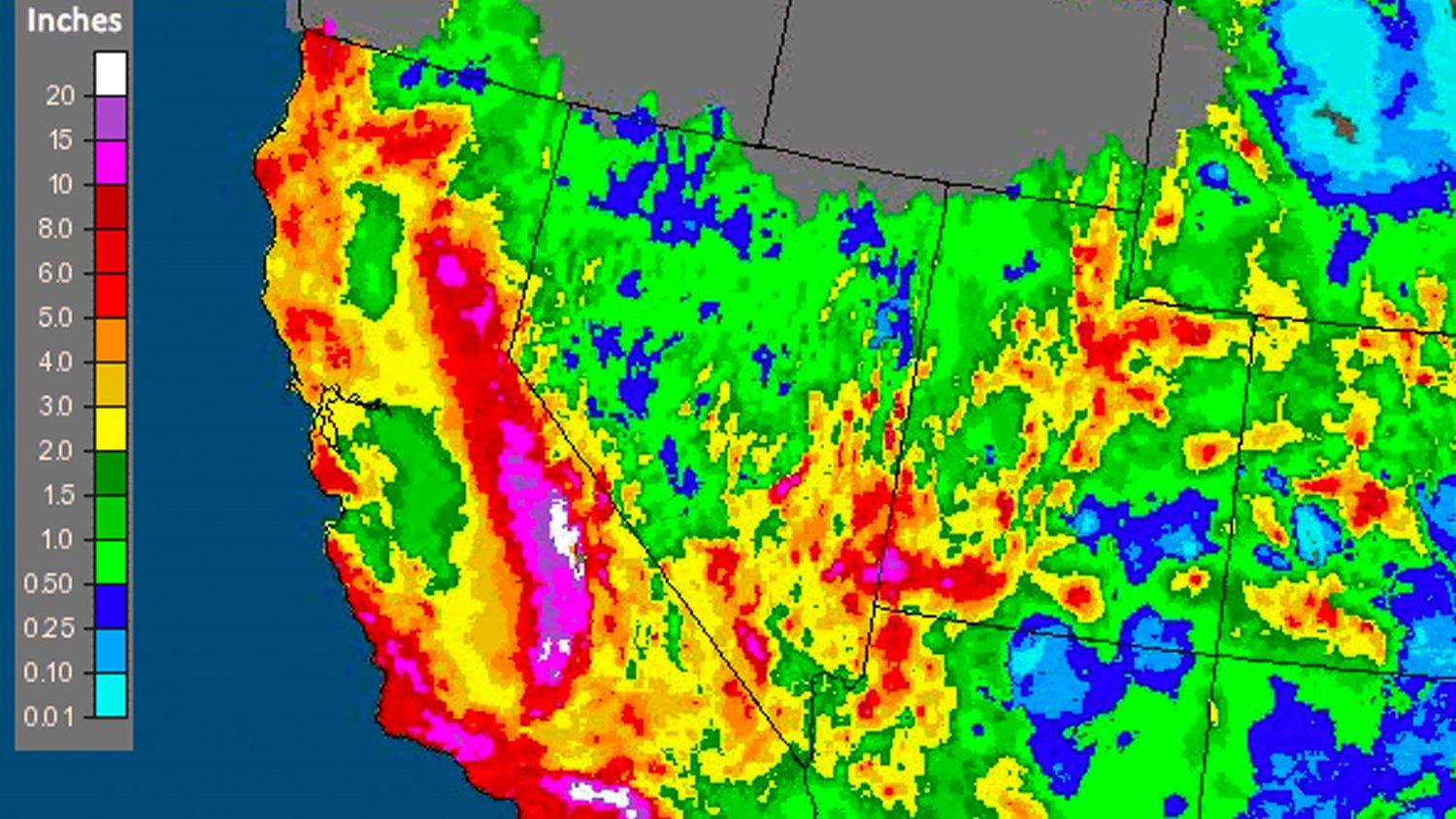 Observed precipitation from December 16 to December 23, 2010 (NOAA).