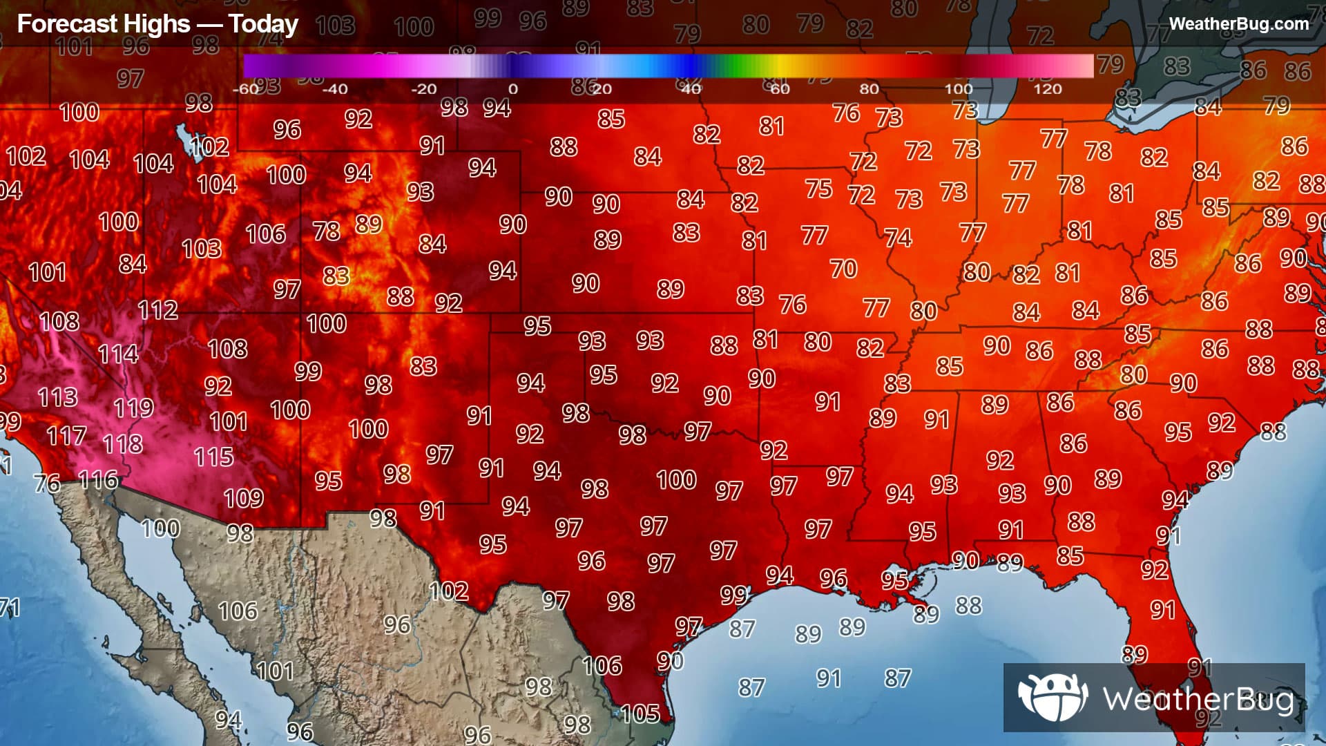 Sunday's High Temperatures