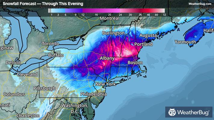 Snowfall Forecast Through This Evening
