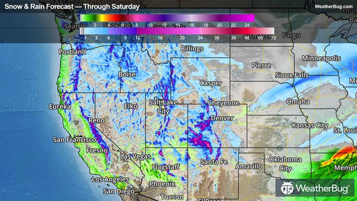 Rain and Snowfall Forecast Through Saturday