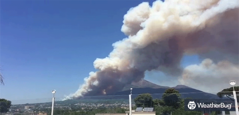 Smoke on Mount Vesuvius, Italy.