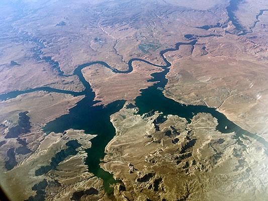 In this Sept. 11, 2019, file photo, is an aerial view of Lake Powell on the Colorado River along the Arizona-Utah border. (John Antczak, AP)
