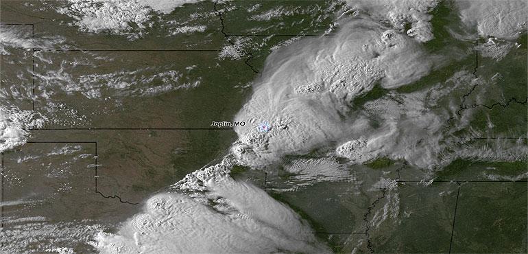 Satellite imagery of the supercell over Joplin, Mo.