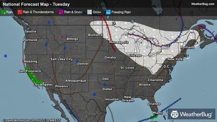 Tuesday's Weather Outlook
