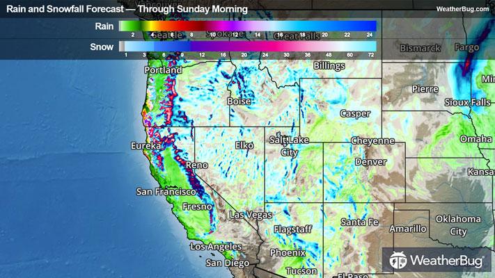 Rain and Snow Forecast Through Sunday morning