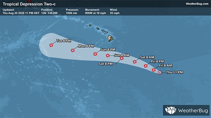 Forecast Track of Tropical Depression Two