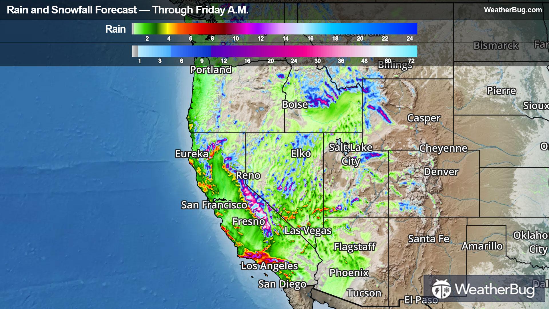 Rain and Snow Totals Through Christmas