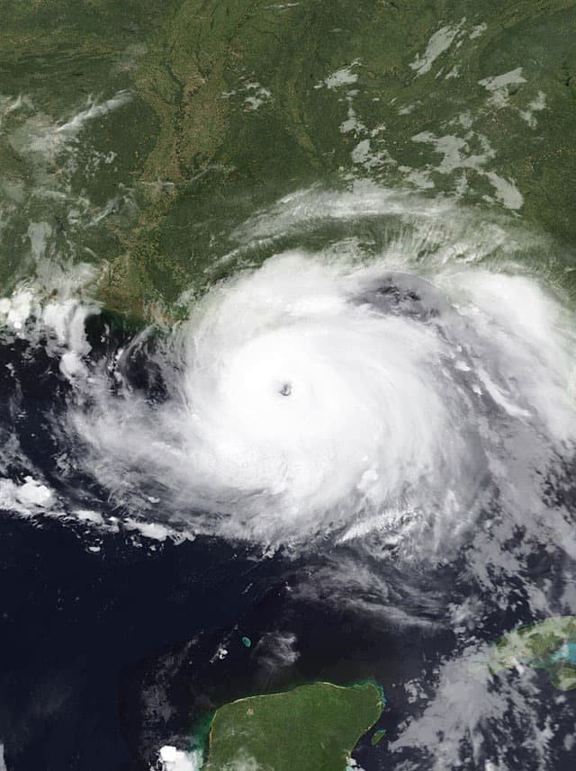 Hurricane Ida rapidly intensifying while approaching Louisiana on early on August 29, 2021. (Wikimedia Commons/NASA/Aqua-MODIS).