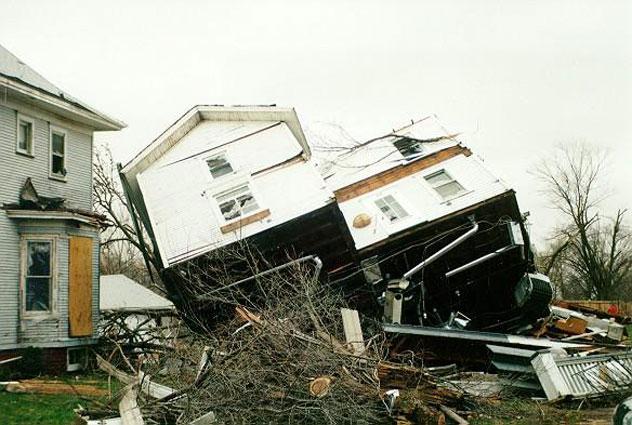 Tornado damage in Galva, Illinois on April 20th, 1996. (National Weather Service Davenport, Iowa)