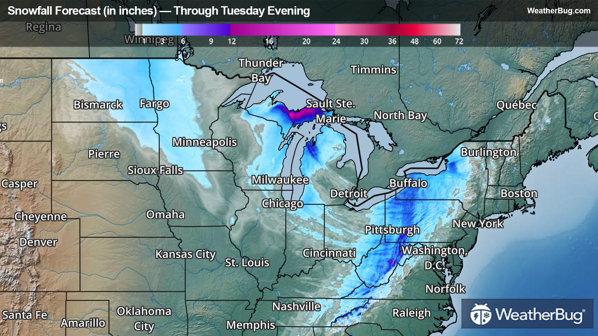 Snow Forecast Through Tuesday Evening