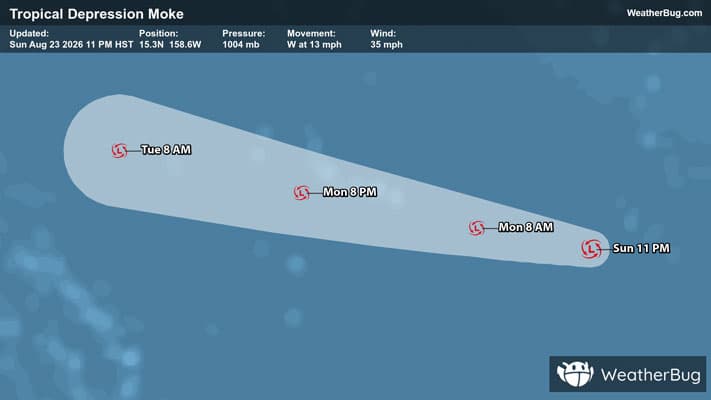 Forecast Track of Tropical Depression Moke