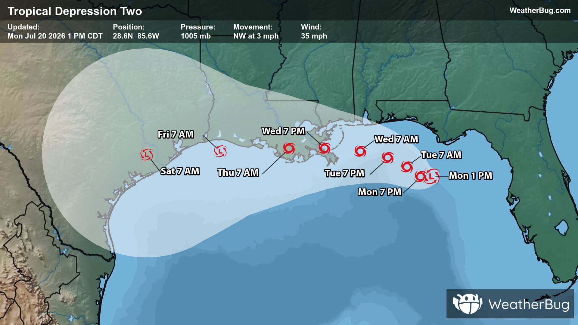 Tropical Depression Two's Forecast Track