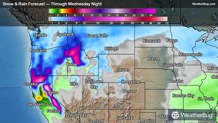 Rain & Snow Accumulation Through Wednesday Night