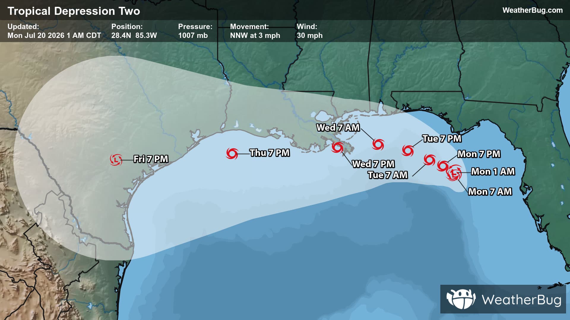 Tropical Depression Two's Forecast Track