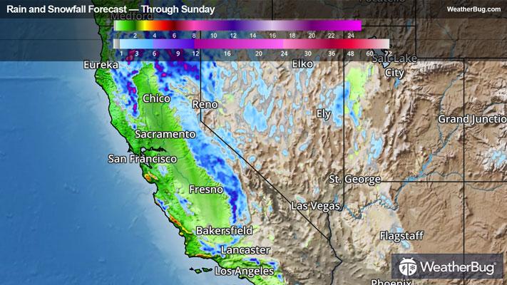 Rain and snow forecast this weekend