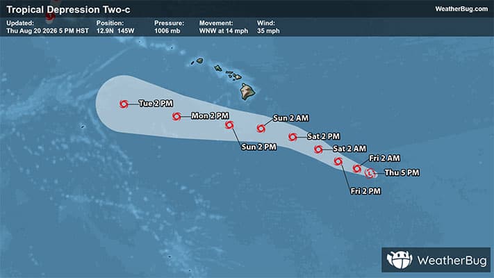 Forecast Track of Tropical Depression Two