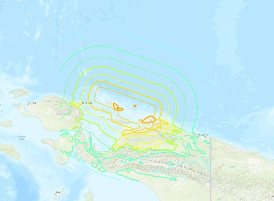 The location of the magnitude 8.1 earthquake epicenter and impact (earthquake.usgs.gov).