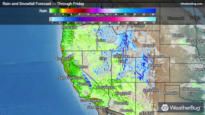 Rain and Snow Totals Through Friday