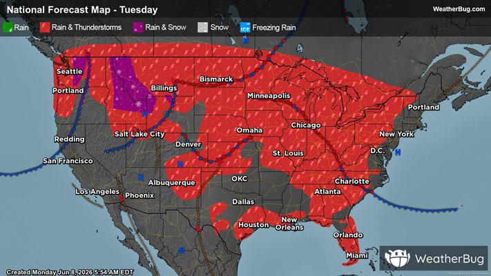Tuesday's Weather Outlook