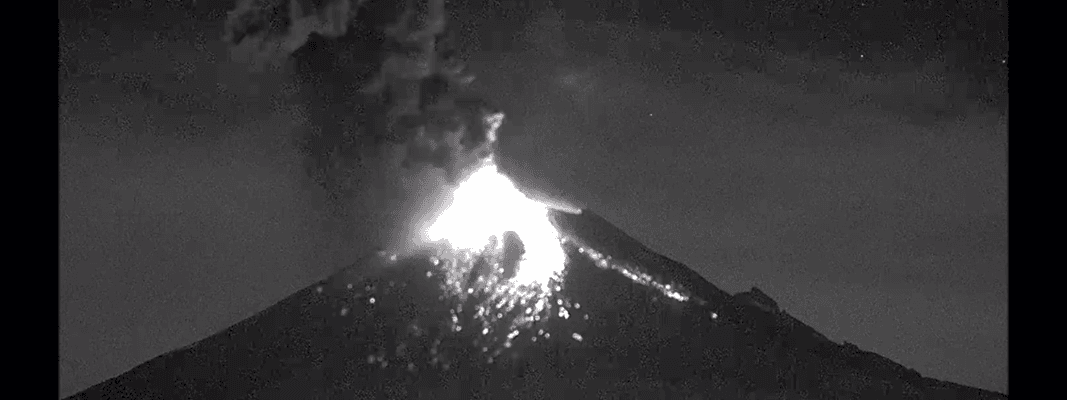 A screenshot of a Mexico volcano eruption.